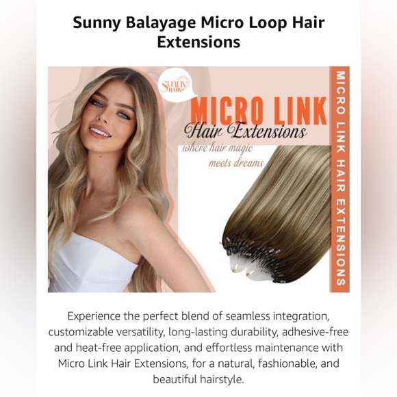 HUMAN HAIR Micro Bead Extensions Light Brown Balayage Ash Brown w/ Highlights - Picture 8 of 12